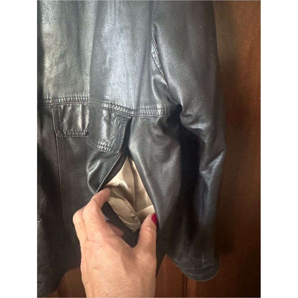 Vintage Remy Black Bomber Leather Button-Front Men's Jacket 44 - Picture 4 of 9